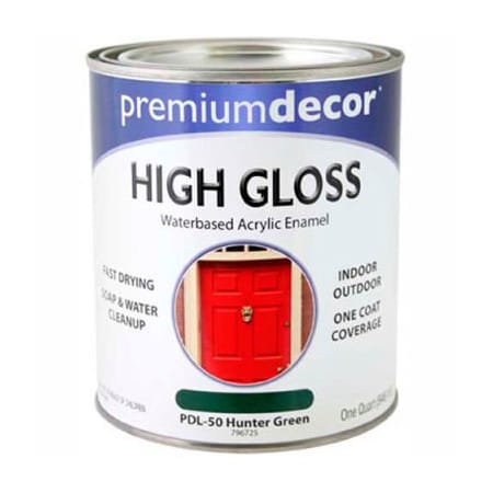 General Paint Premium Dcor Waterborne Acrylic Enamel, Gloss Finish, Hunter Green, Quart - 796725
